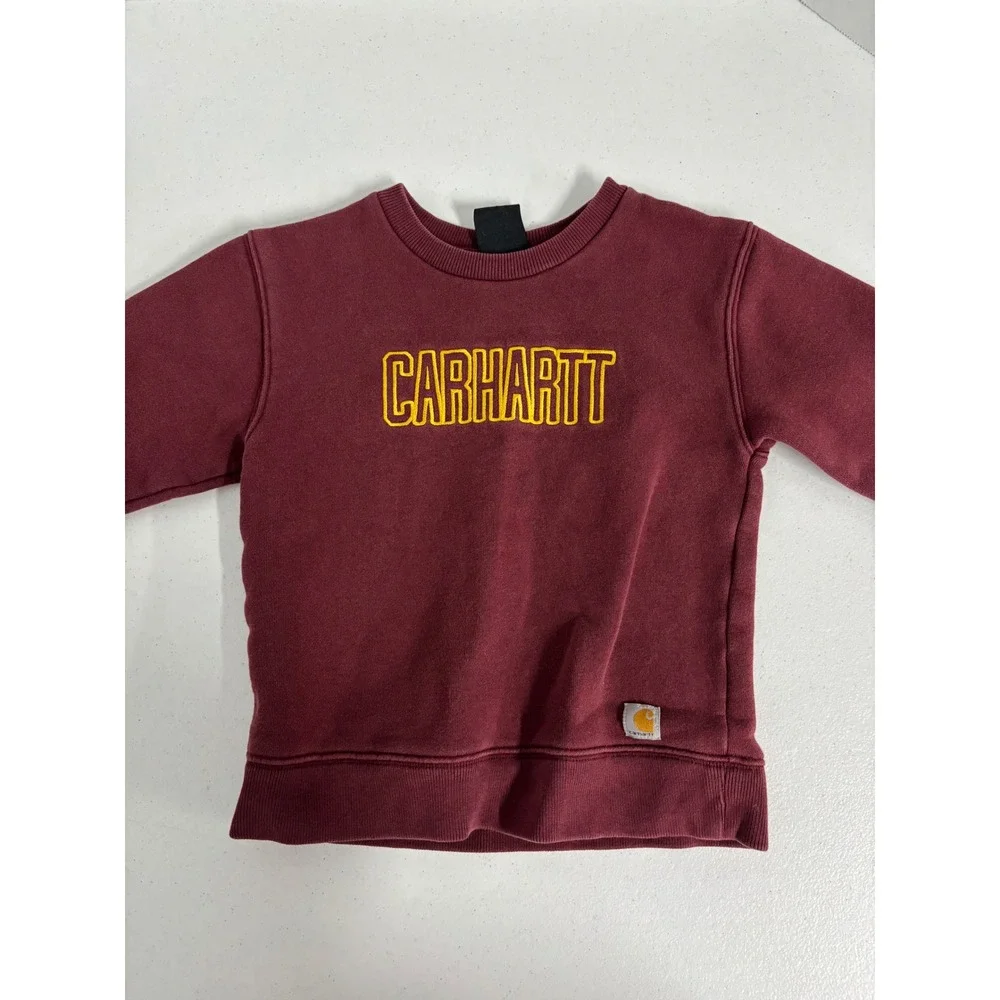 Carhartt Kids 4T Burgundy Maroon Fleece Embroidered Logo Sweatshirt TK6342-B
